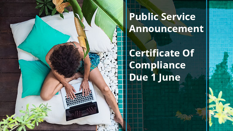 Public Service Announcement: Pool Certificate of Compliance Due 1 June